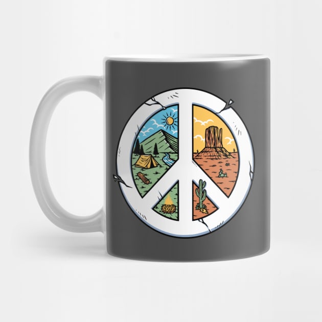 mountain and desert with peace symbols by gunaone design